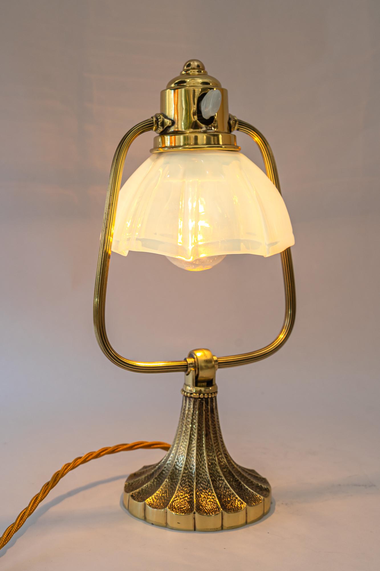 Tilting art deco table lamp with opaline glass shade vienna around 1920s For Sale 6