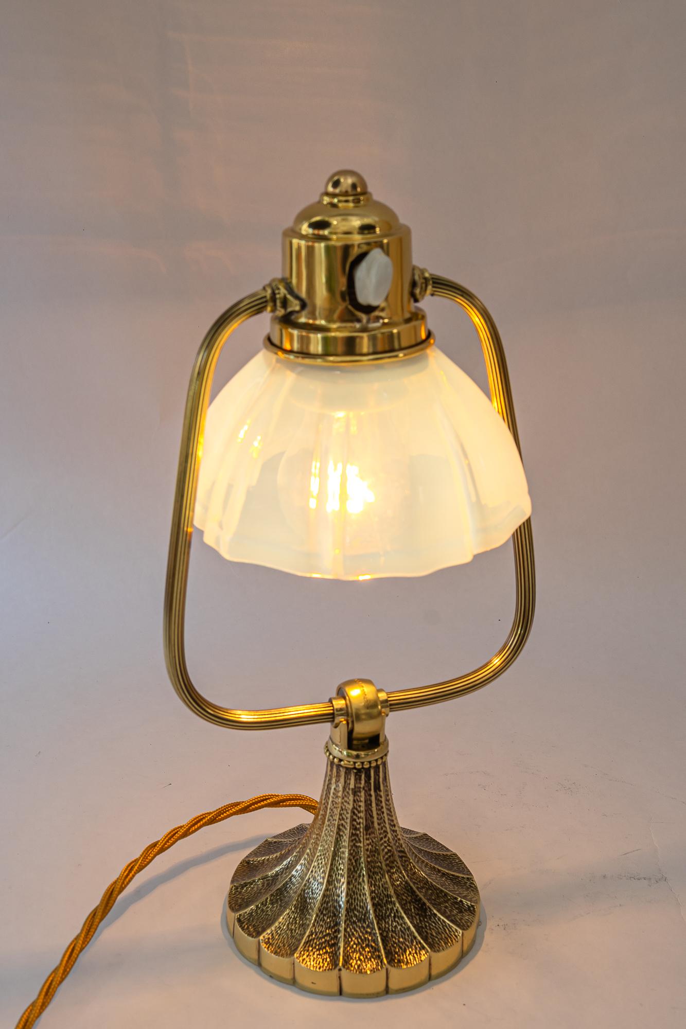 Tilting art deco table lamp with opaline glass shade vienna around 1920s For Sale 7