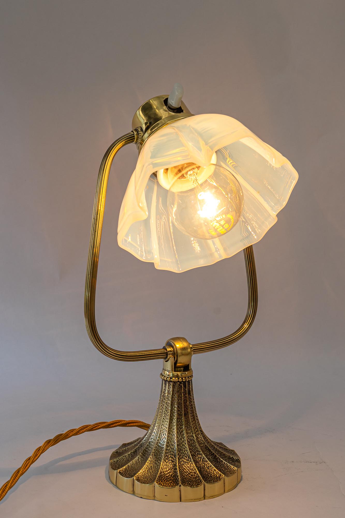 Tilting art deco table lamp with opaline glass shade vienna around 1920s For Sale 8