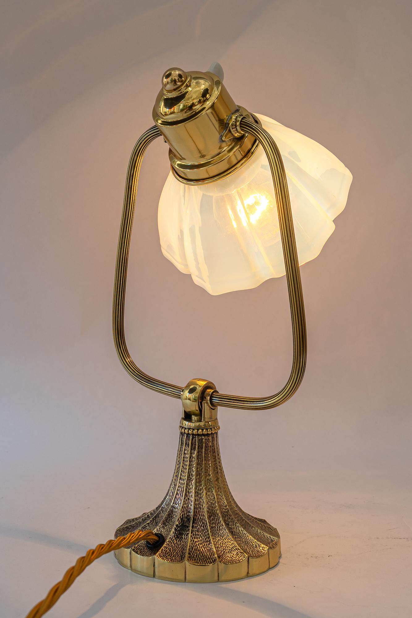 Tilting art deco table lamp with opaline glass shade vienna around 1920s For Sale 9