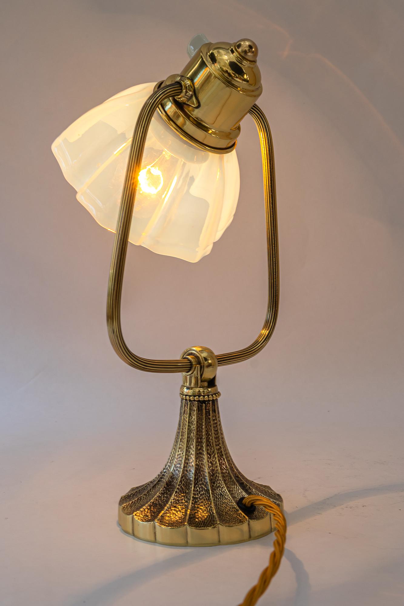 Tilting art deco table lamp with opaline glass shade vienna around 1920s For Sale 10