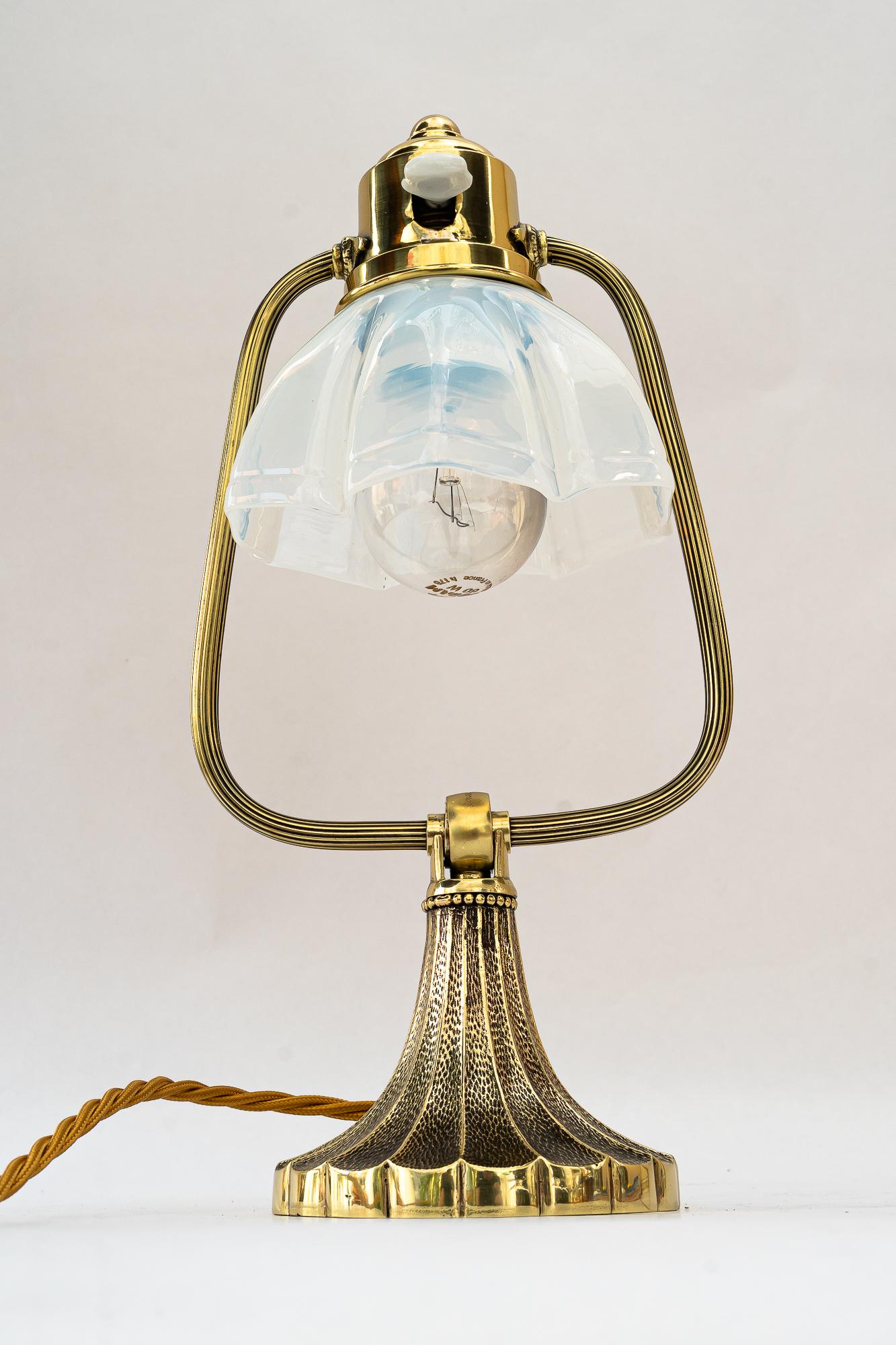 Art Deco Tilting art deco table lamp with opaline glass shade vienna around 1920s For Sale