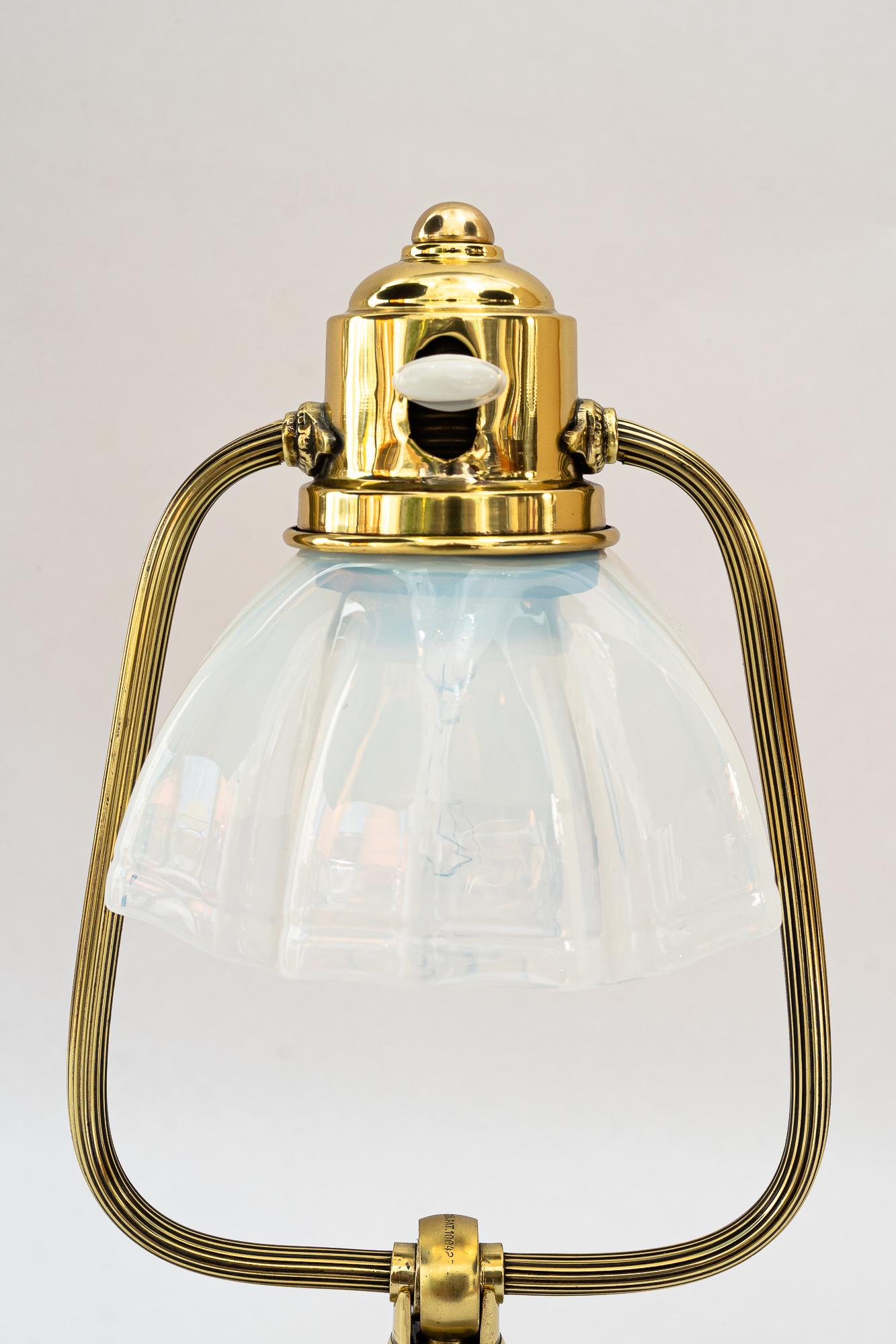 Austrian Tilting art deco table lamp with opaline glass shade vienna around 1920s For Sale