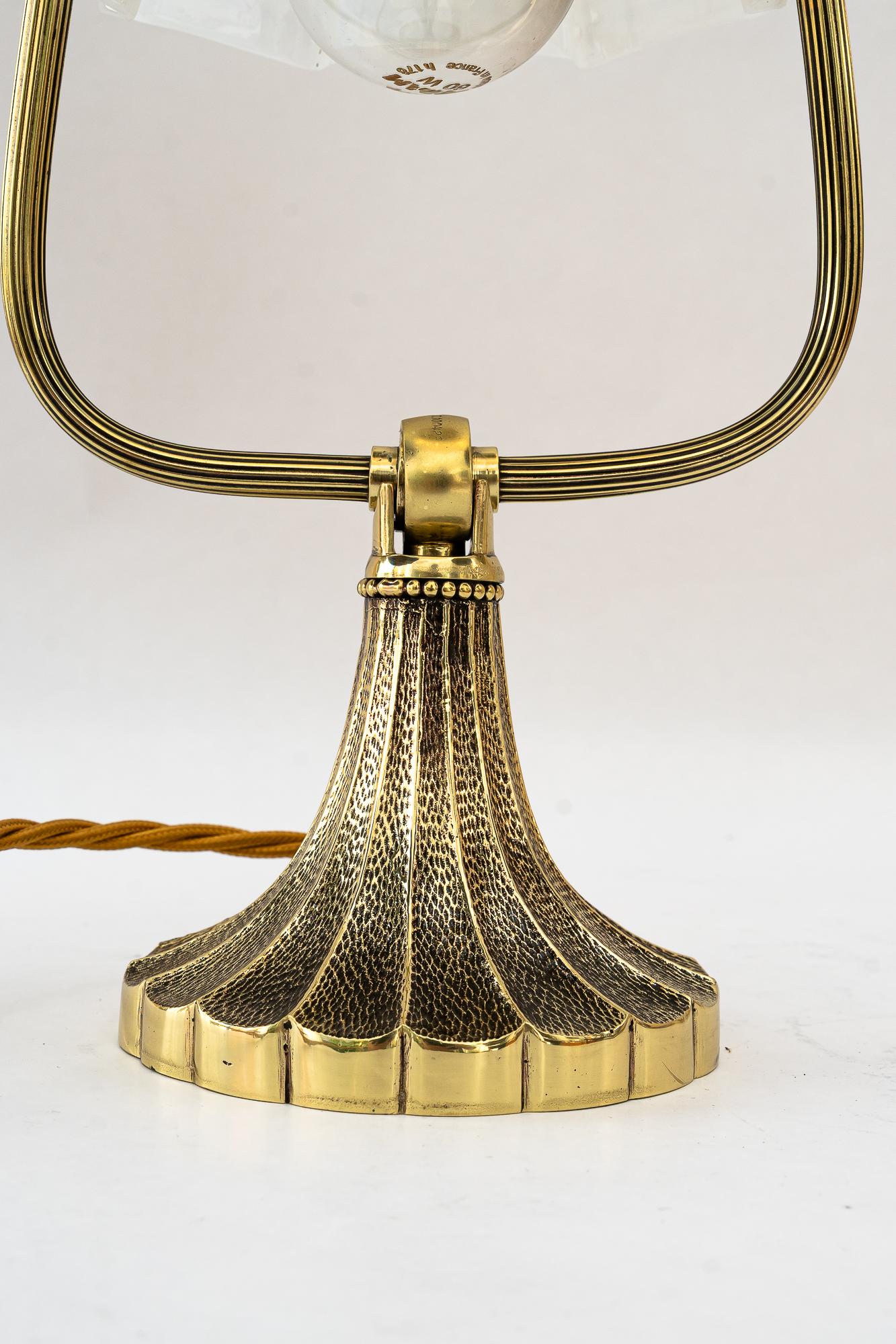 Lacquered Tilting art deco table lamp with opaline glass shade vienna around 1920s For Sale