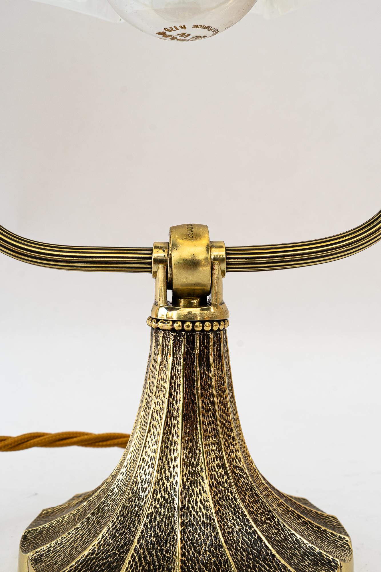 Early 20th Century Tilting art deco table lamp with opaline glass shade vienna around 1920s For Sale