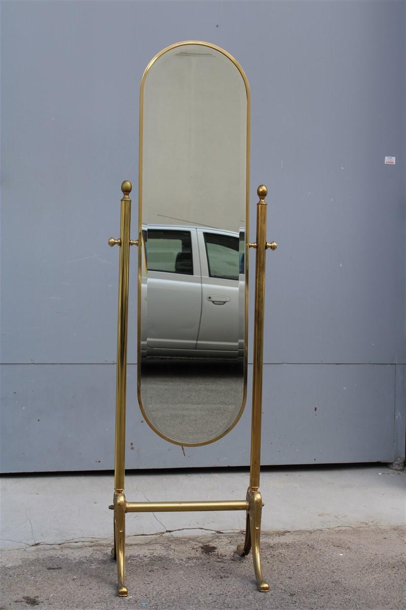 Mid-Century Modern Tilting Bedroom Mirror Mid-Century Italian Design Solid Brass Gold, 1950s For Sale