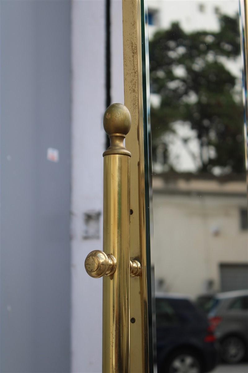 Mid-20th Century Tilting Bedroom Mirror Mid-Century Italian Design Solid Brass Gold, 1950s For Sale