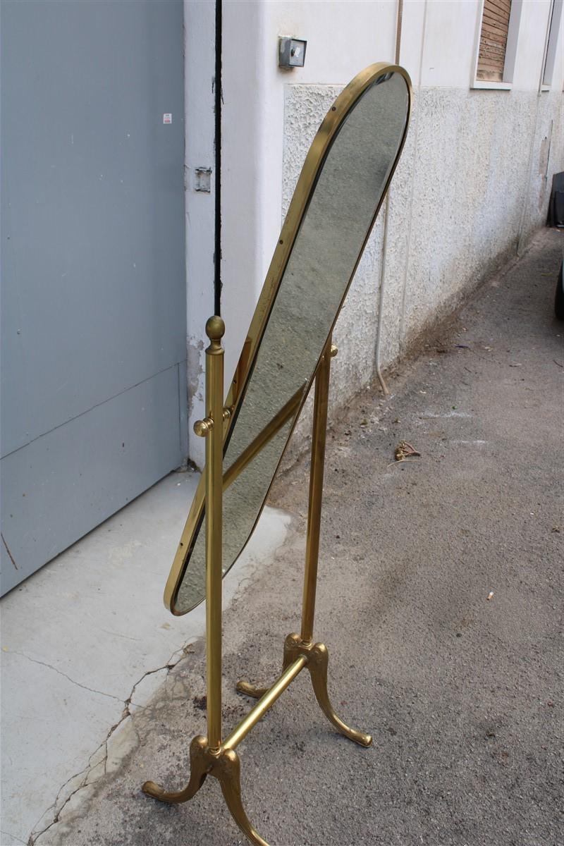 Tilting Bedroom Mirror Mid-Century Italian Design Solid Brass Gold, 1950s For Sale 1