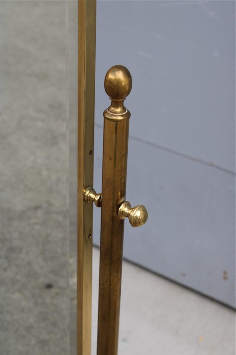 Tilting Bedroom Mirror Mid-Century Italian Design Solid Brass Gold, 1950s For Sale 2