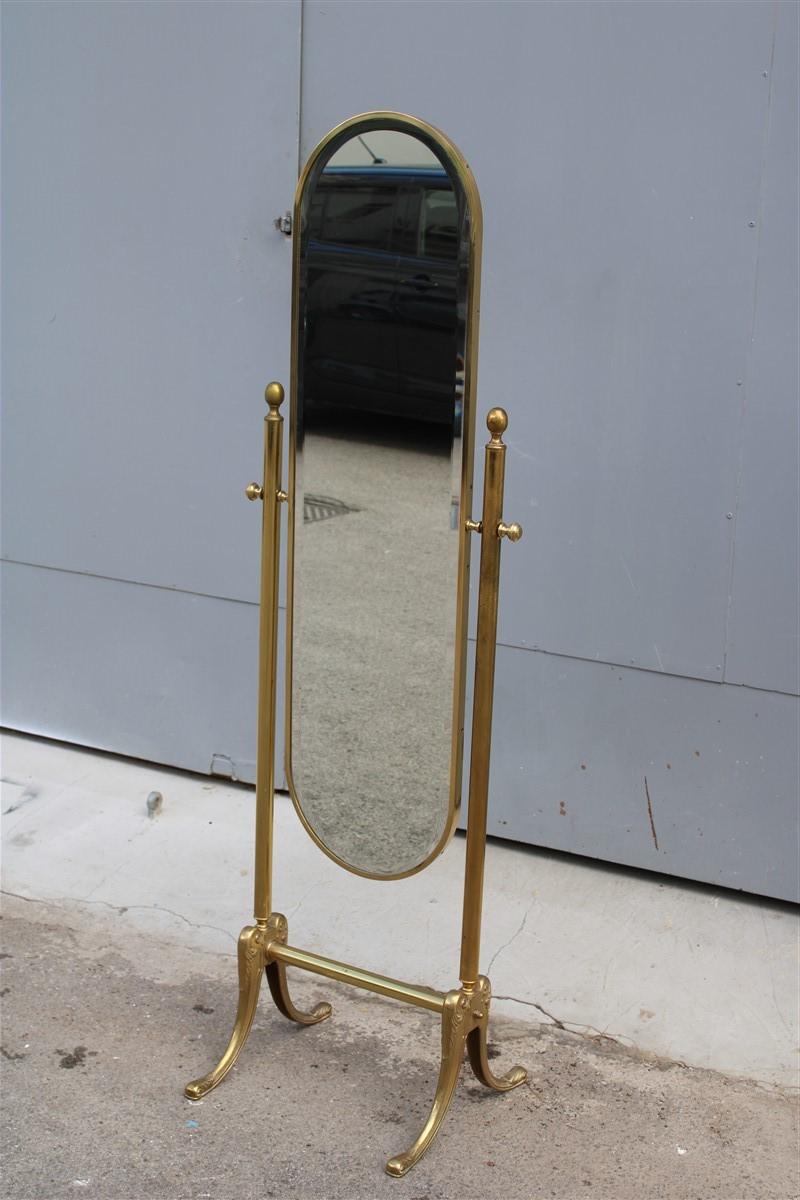 Tilting Bedroom Mirror Mid-Century Italian Design Solid Brass Gold, 1950s For Sale 4