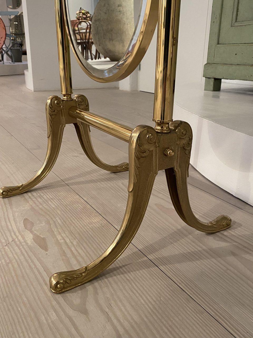 Mid-20th Century Tilting Elegant Brass Dressing Mirror-60s-70s France