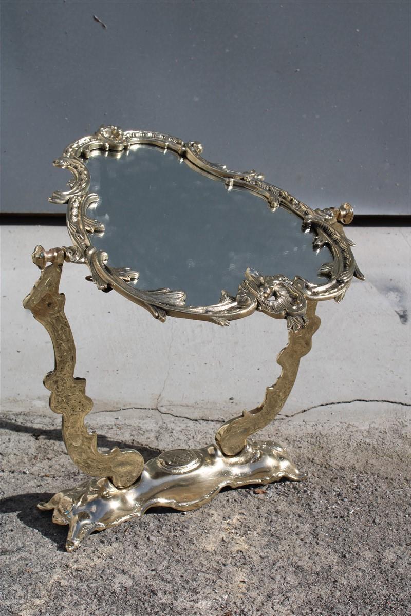 Miroir de table inclinable en laiton de conception italienne baroque du milieu du siècle dernier en vente 6