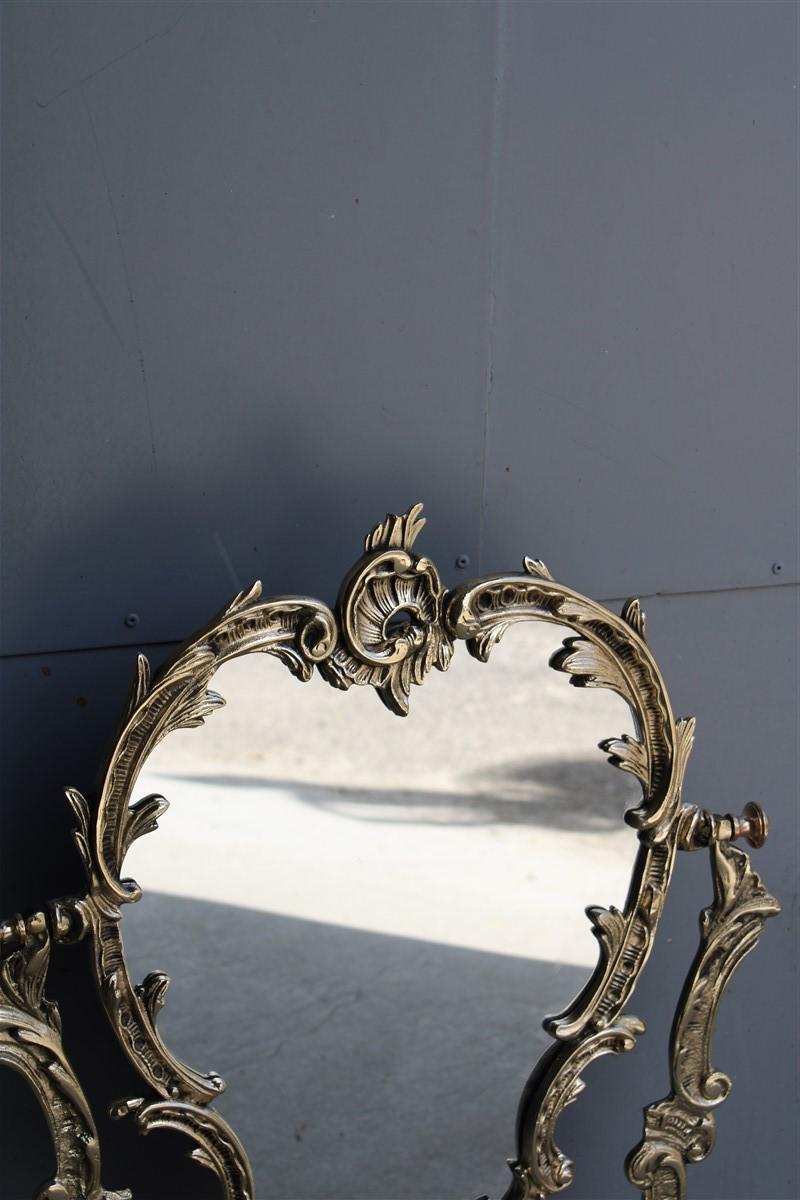 Mid-Century Modern Tilting Table Mirror in Brass Mid-Century Baroque Italian Design For Sale