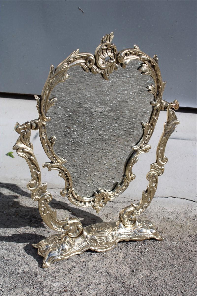 Mid-20th Century Tilting Table Mirror in Brass Mid-Century Baroque Italian Design For Sale