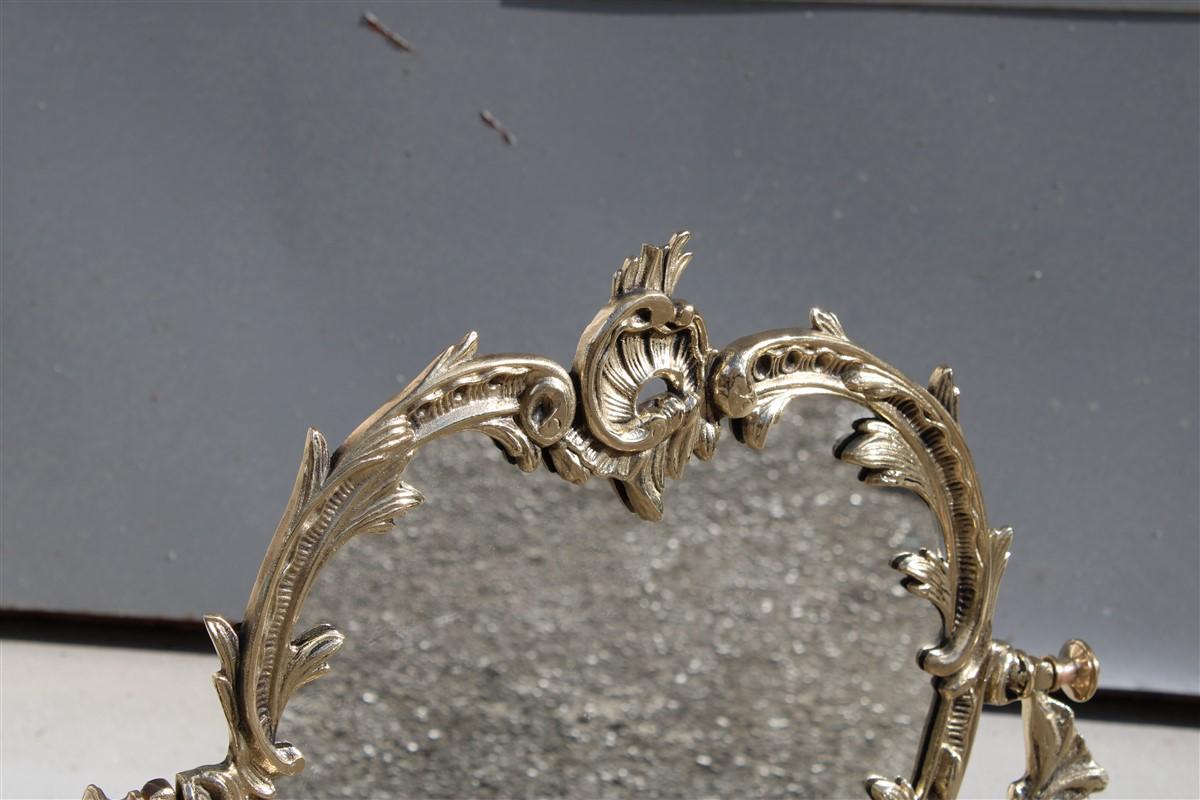 Tilting Table Mirror in Brass Mid-Century Baroque Italian Design For Sale 1