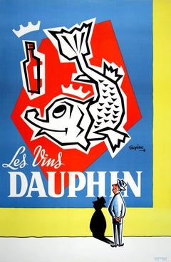 Les Vins Dauphin Poster originale di Tilyjac c1950