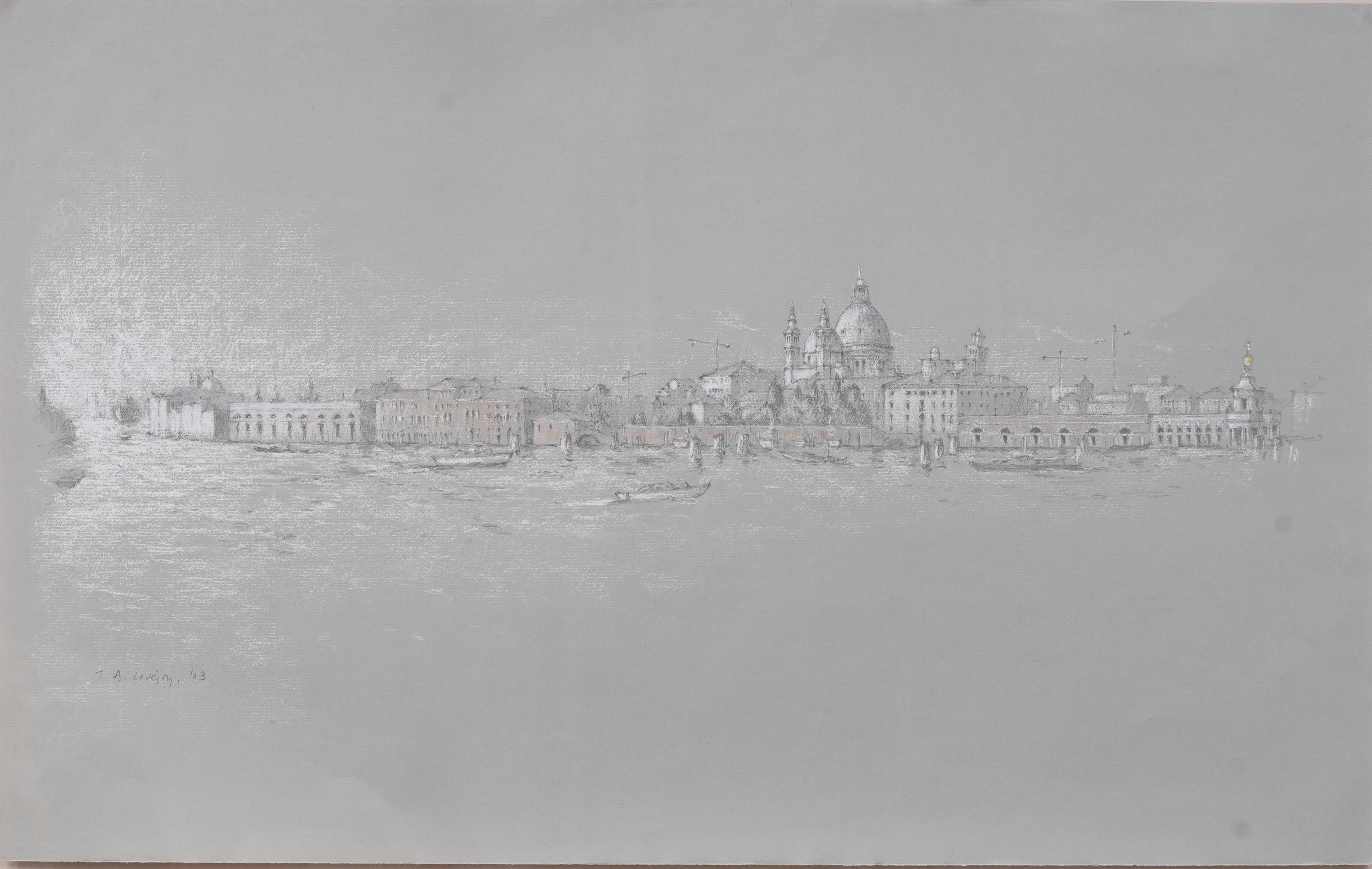 Subtle American in Italy Venice View Signiertes gerahmtes Original Stadtansichtsgemälde, Original (Impressionismus), Painting, von Tim A Lovejoy 
