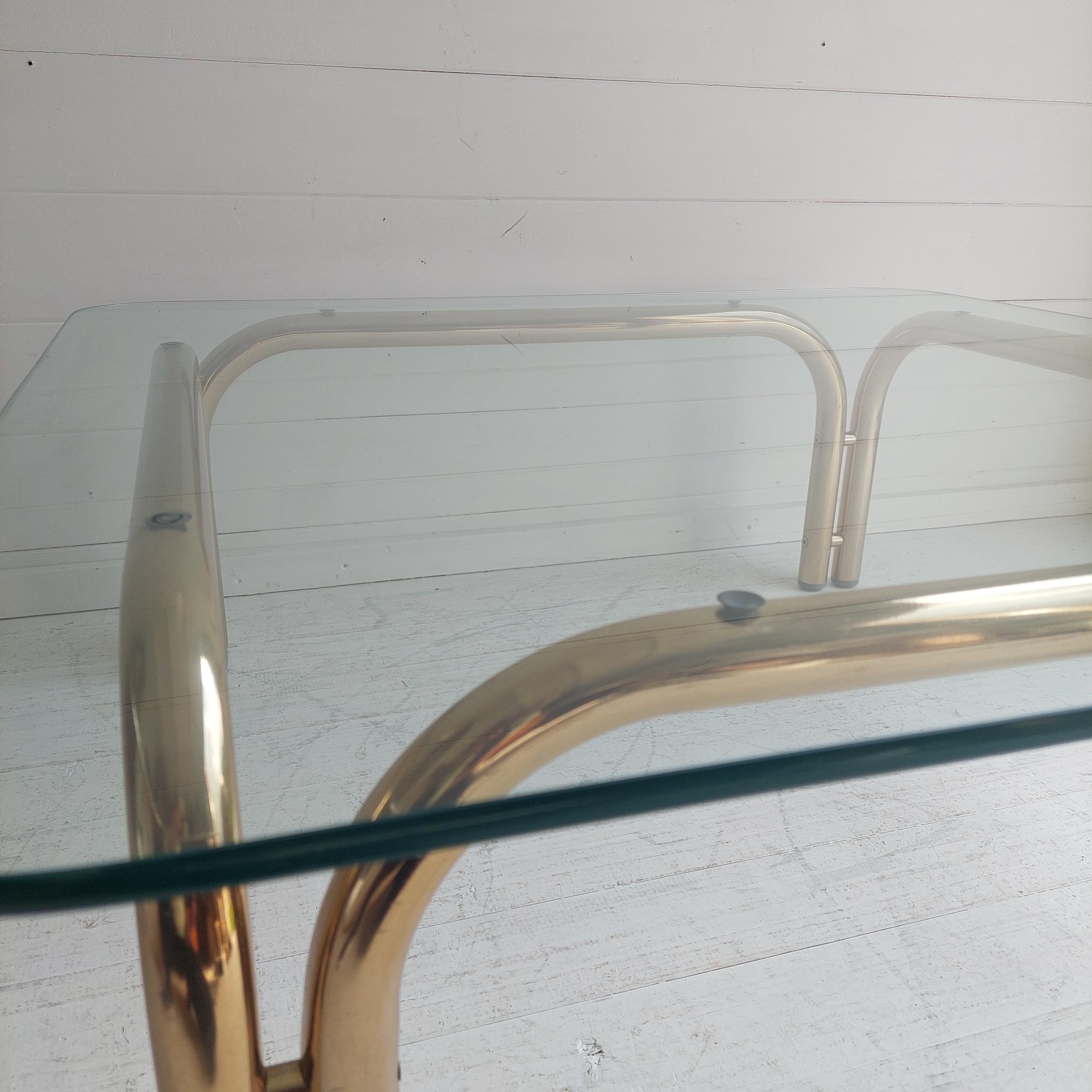 Tim Bates for Pieff Kadia Gilded Chrome & Glass Coffee Table, 1970s 5