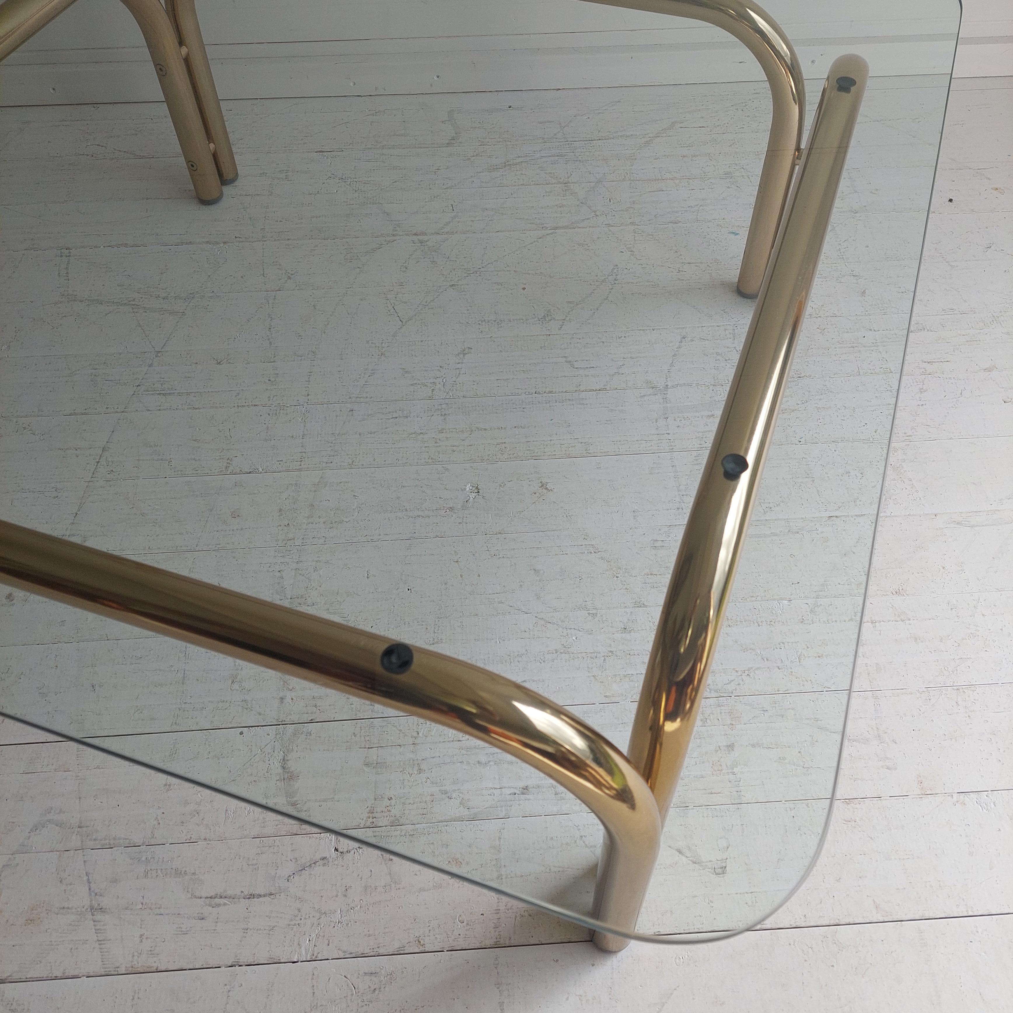 Tim Bates for Pieff Kadia Gilded Chrome & Glass Coffee Table, 1970s 2