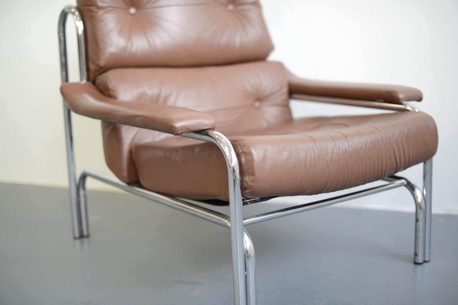 Leather Tim Bates For Pieff Lounge Chair, circa 1970s