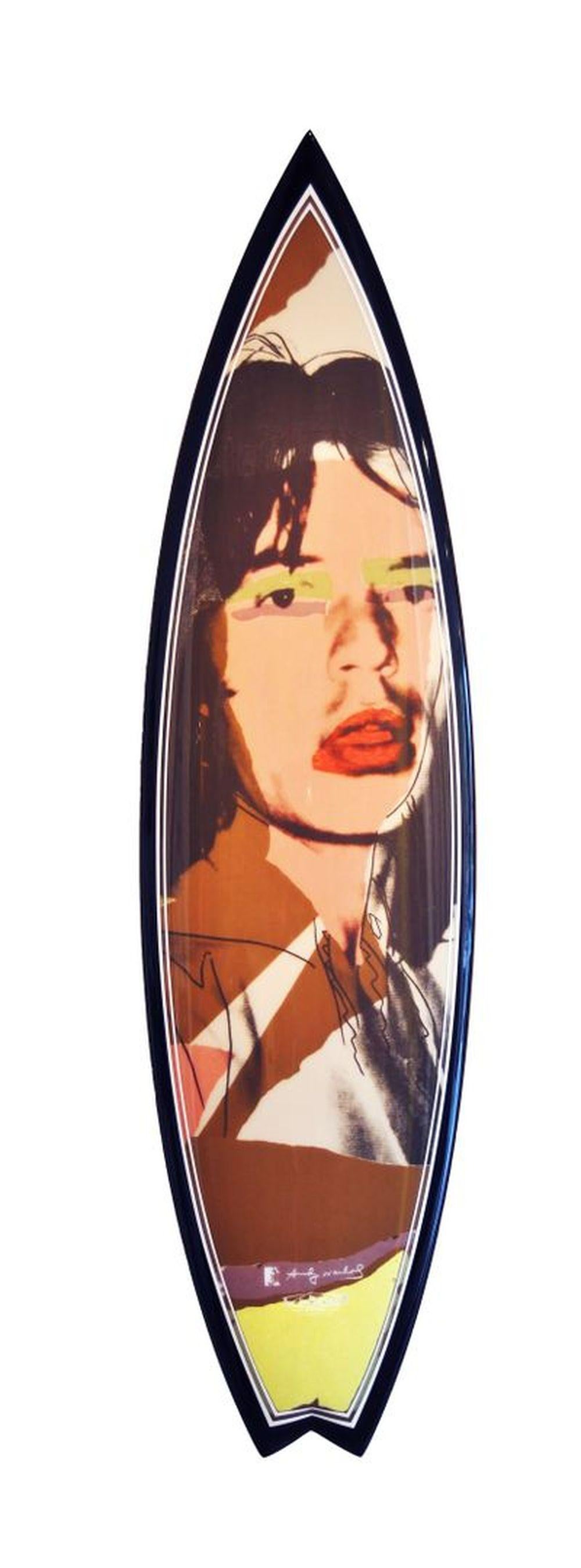 Tim Bessell Abstract Sculpture – Mick Jagger Andy Warhol Surfbrett 