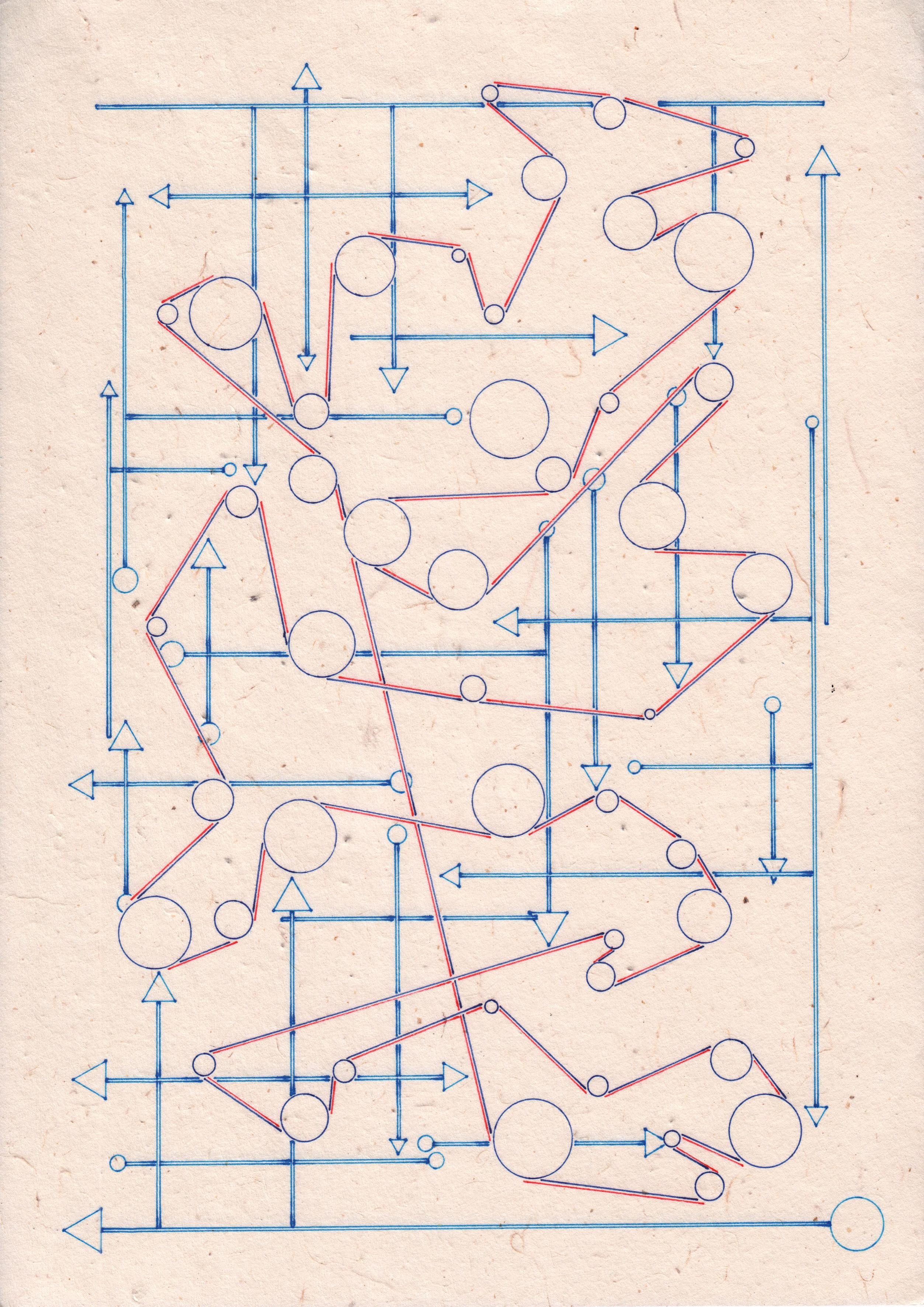 Tim Ellis Abstract Painting - Systems and Parallels CDXX - Ink Drawing on Handmade Paper, 2020