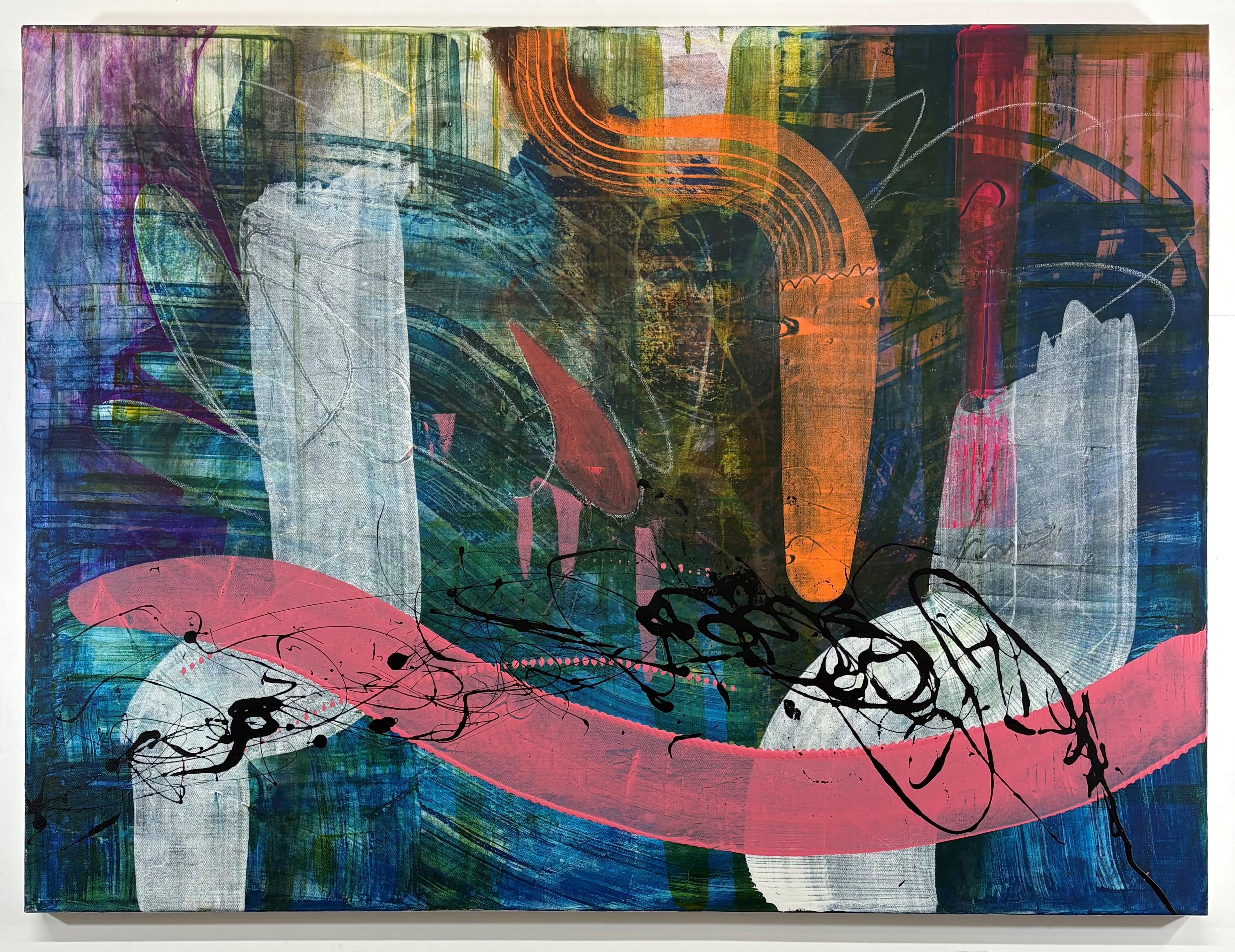 <p>Comentarios del artista<br>Finas capas transparentes de color crean una pieza abstracta llena de profundidad y movimiento. Representa las ideas, los miedos y los planes que ocupan nuestra mente. Cambian y se retuercen, se vuelven ruidosos, luego