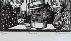 Dim Sum Woodcut by Printmaker Tim Engelland