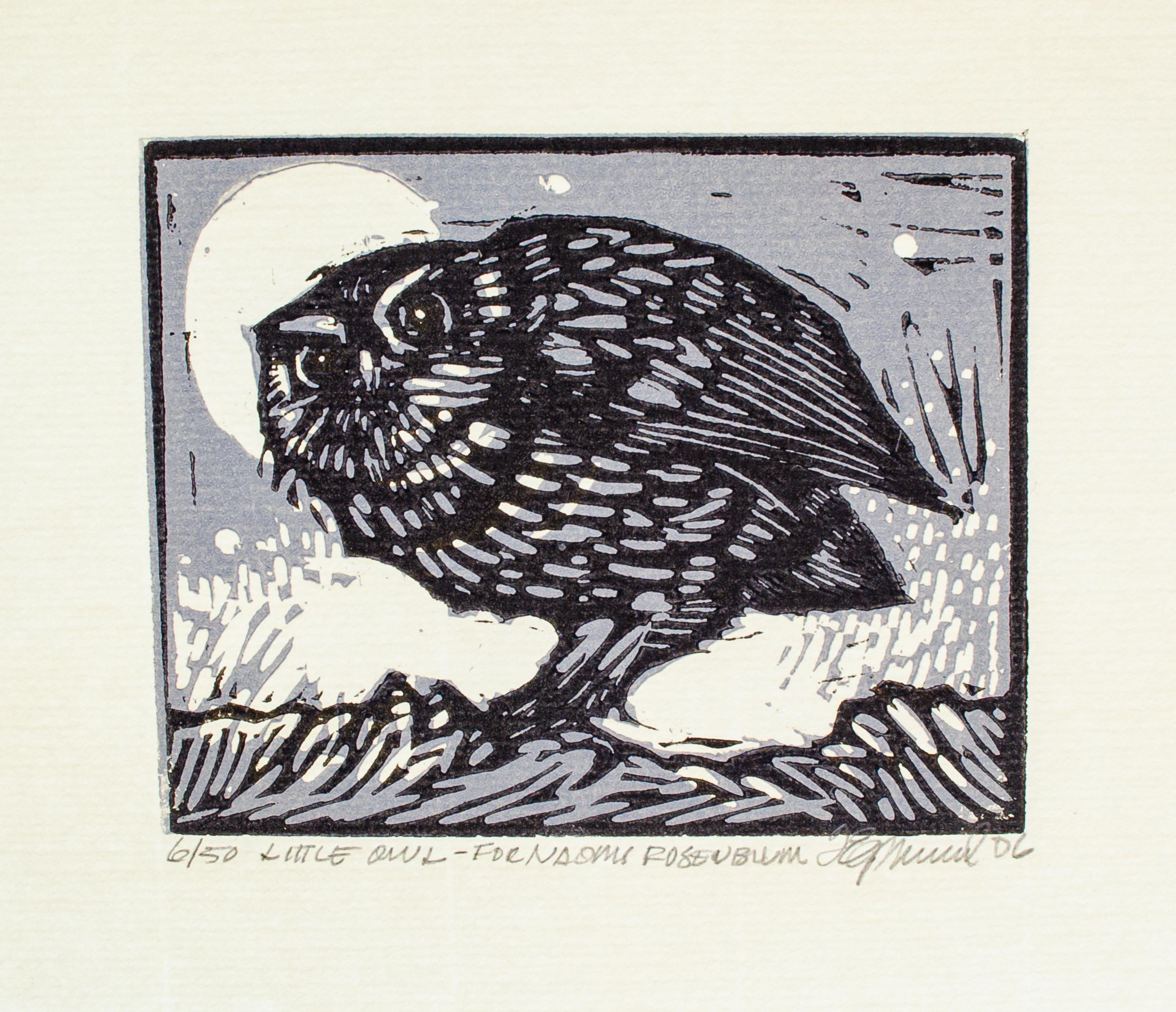 lino cut owl