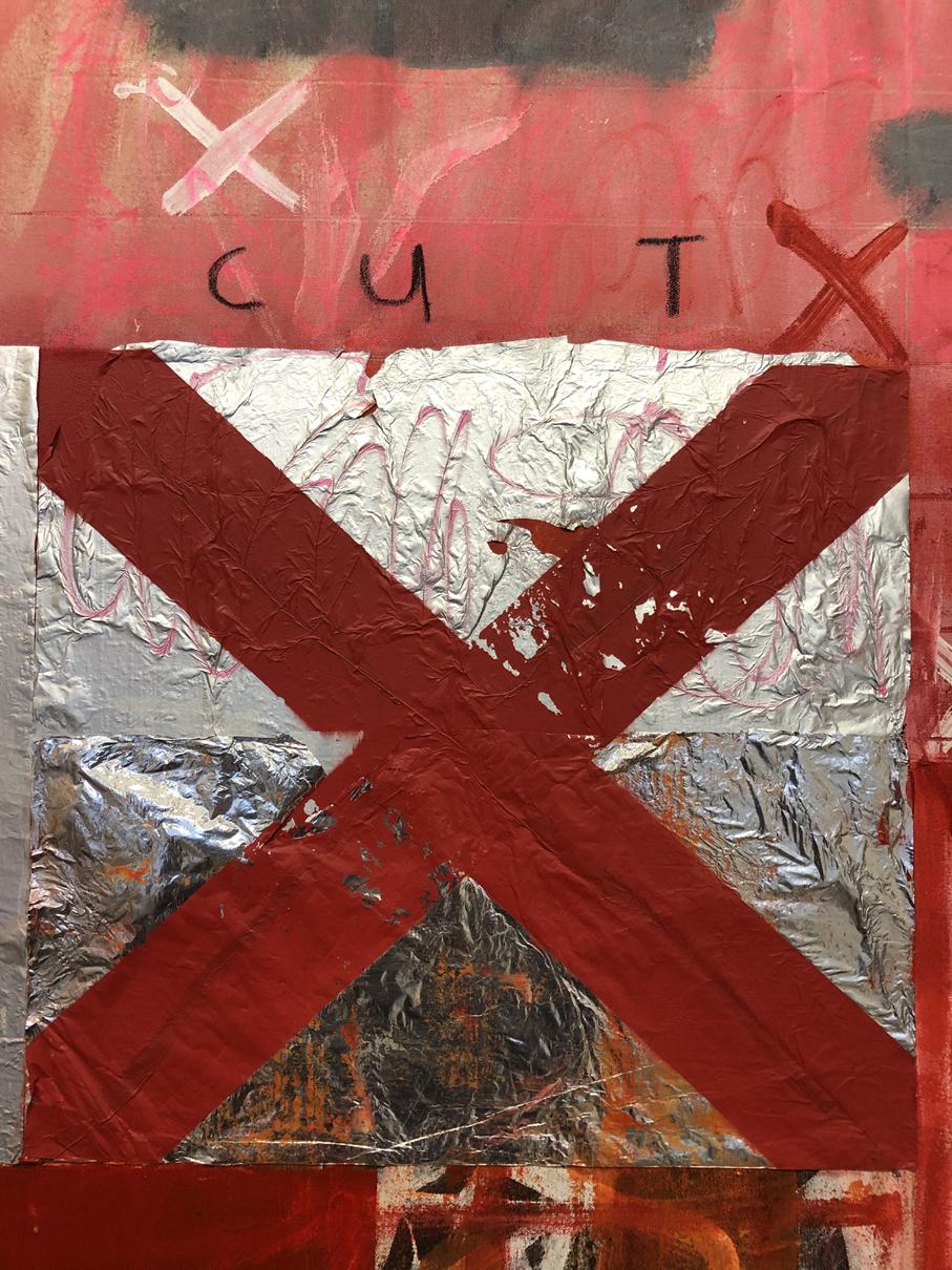 Cut (Abstract painting)

Acrylic, foil, fabric, oil and spraypaint on canvas - Unframed.

This artwork is exclusive to IdeelArt.

Tim Fawcett’s paintings point towards the legacy of Art Brut, establishing a midpoint between abstraction and