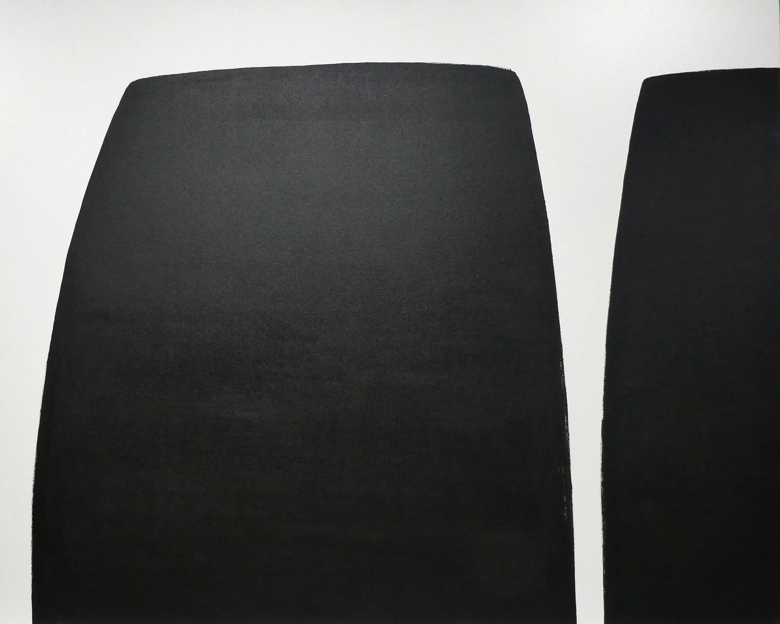 Marker 01 02 - black and white, abstract minimalist, diptych, acrylic on canvas - Post-Minimalist Painting by Tim Forbes
