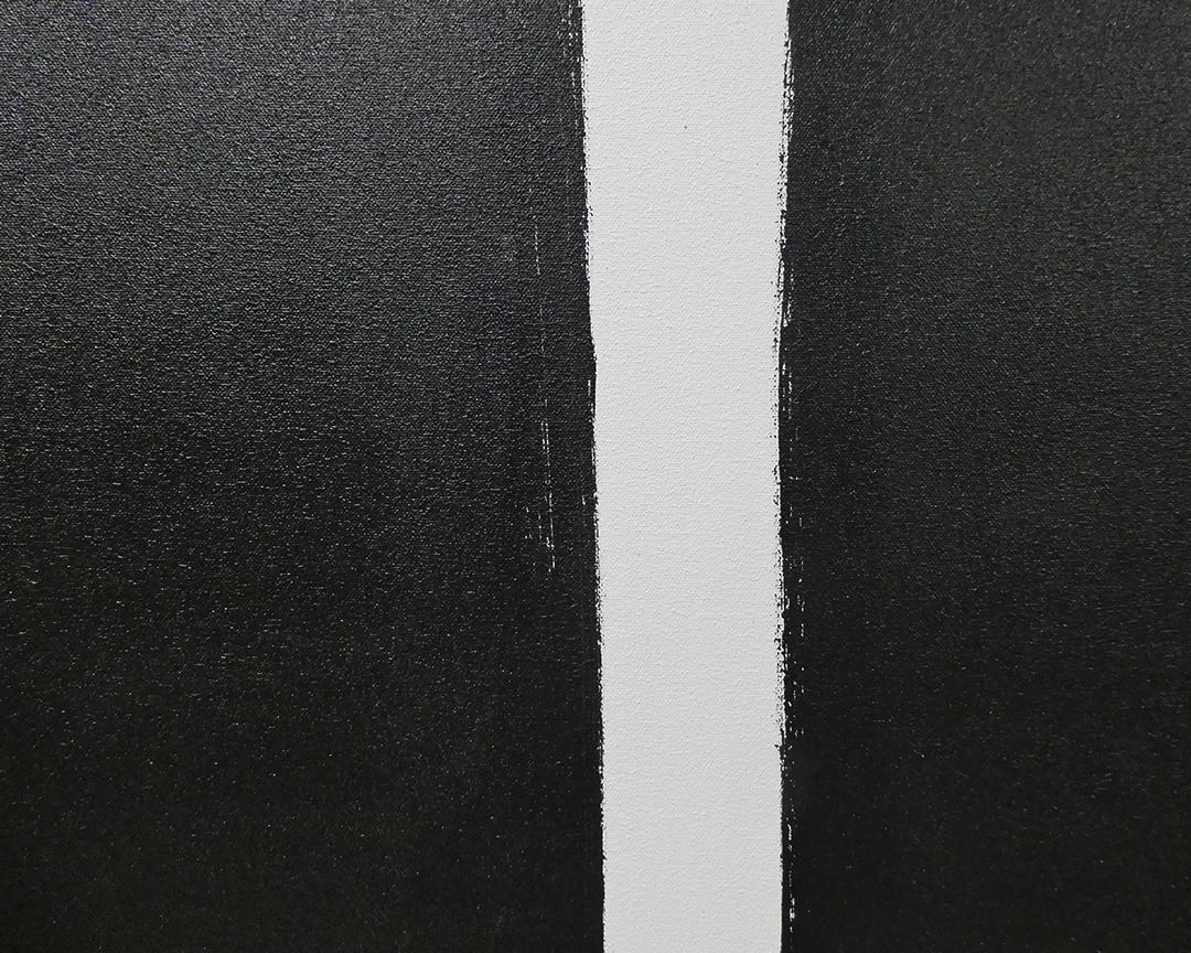 Marker 01 02 - black and white, abstract minimalist, diptych, acrylic on canvas 1
