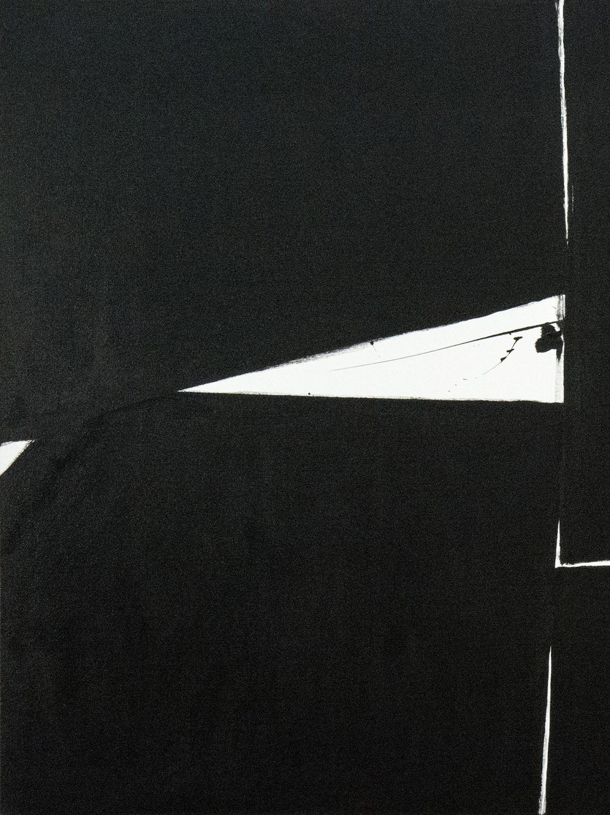 Move #2 - bold, black and white, abstract minimalist, acrylic on canvas - Black Abstract Painting by Tim Forbes