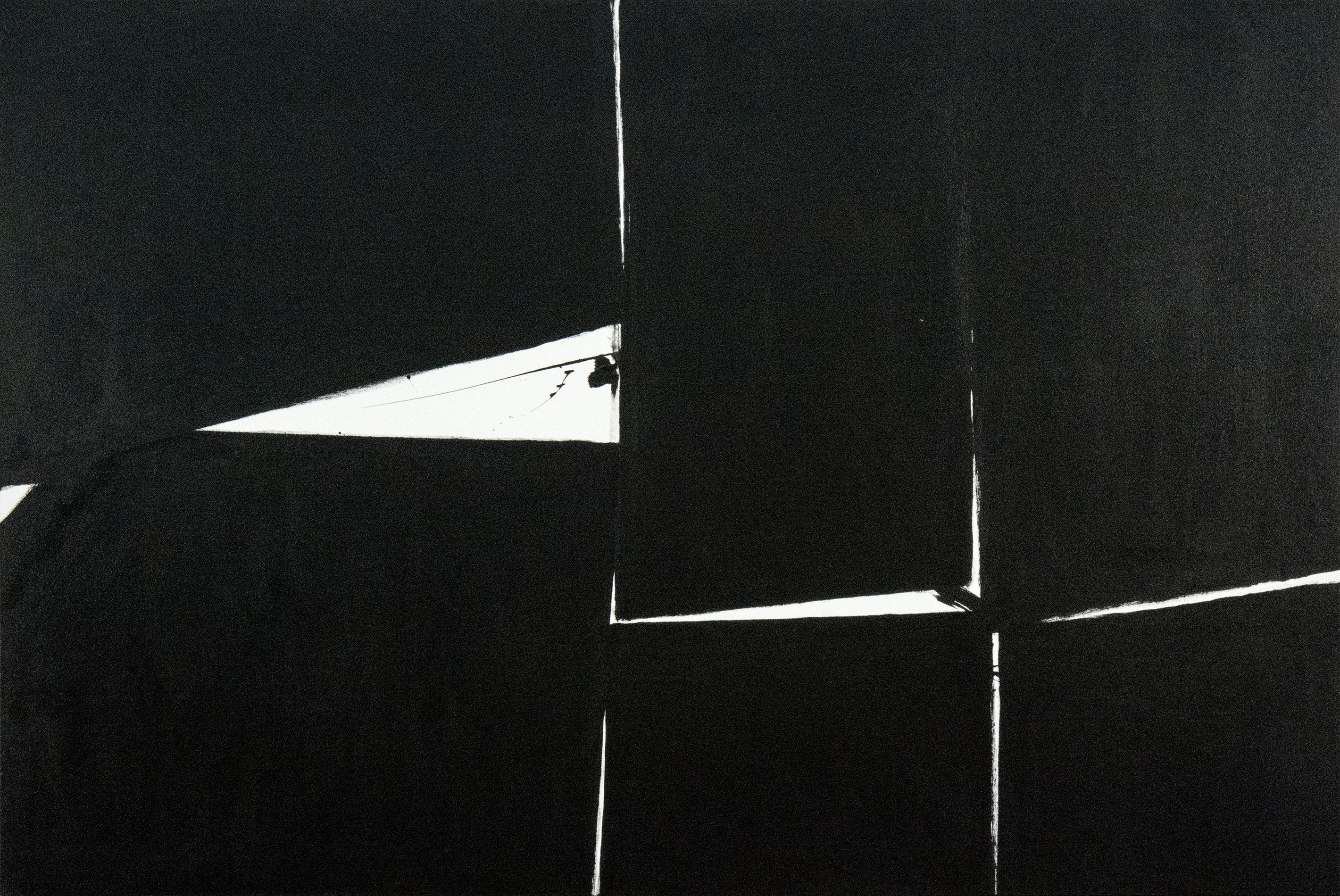 Tim Forbes Abstract Painting - Move #2 - bold, black and white, abstract minimalist, acrylic on canvas