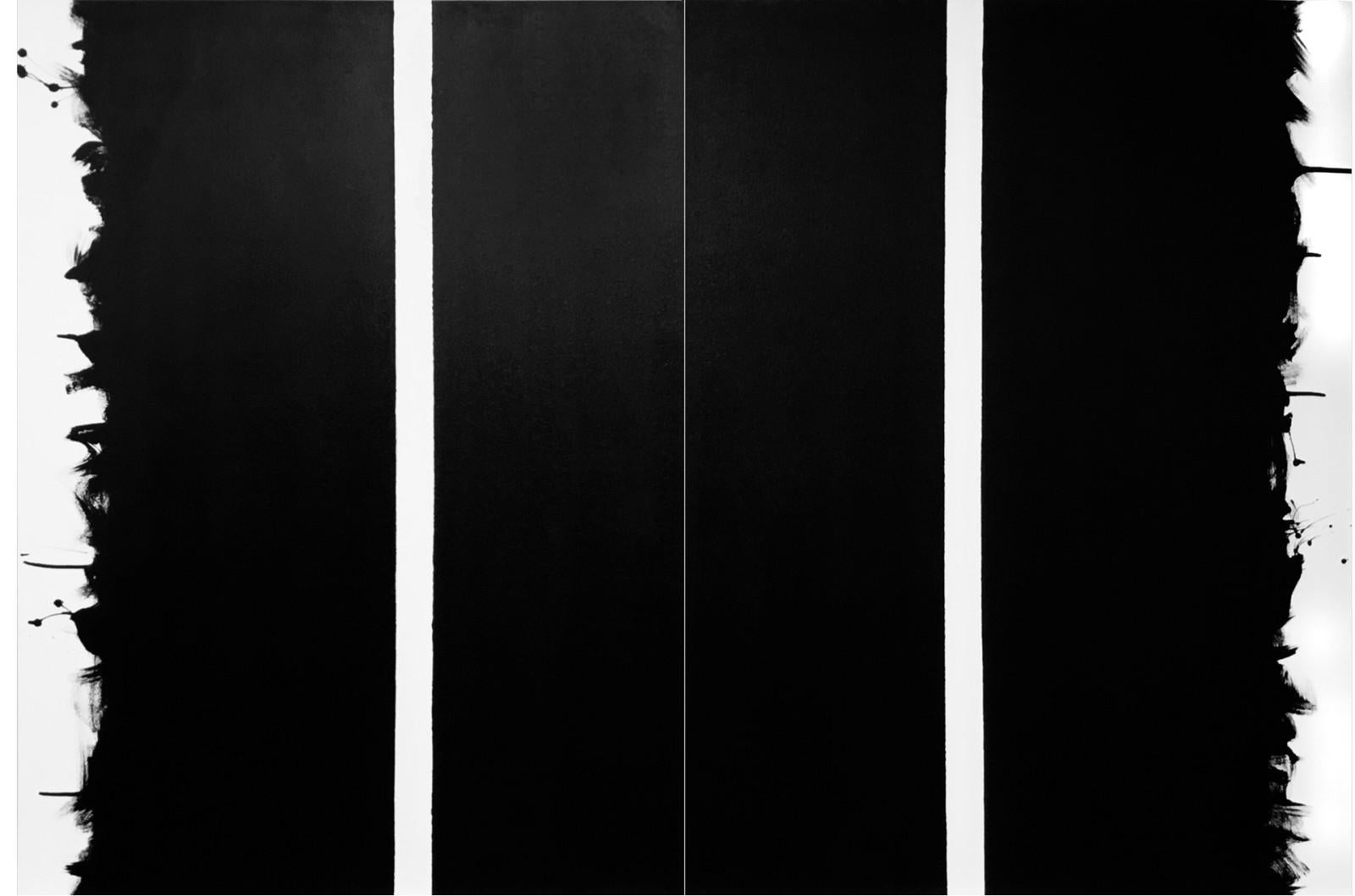 Paradox 01 02 - bold, black and white, abstract minimalist, acrylic on canvas - Painting by Tim Forbes