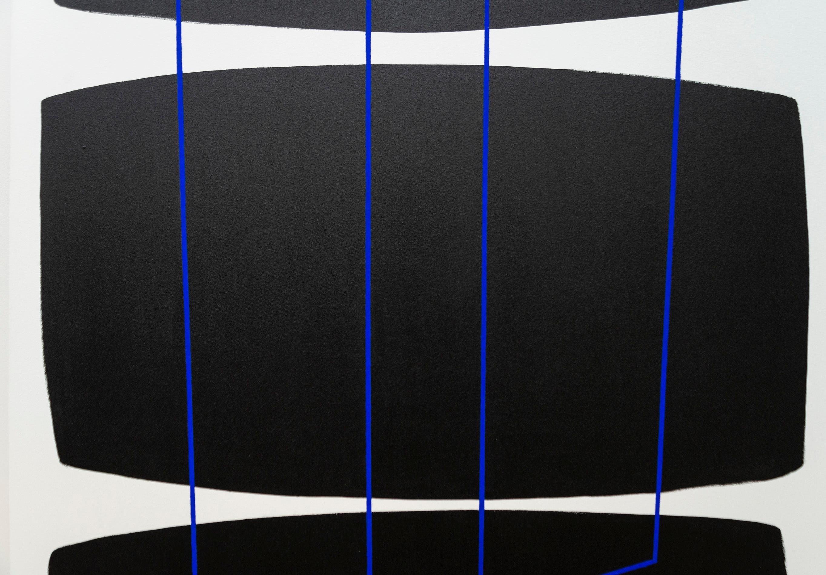 Parallelism - bold, black, white, blue, abstract minimalist, acrylic on canvas 1