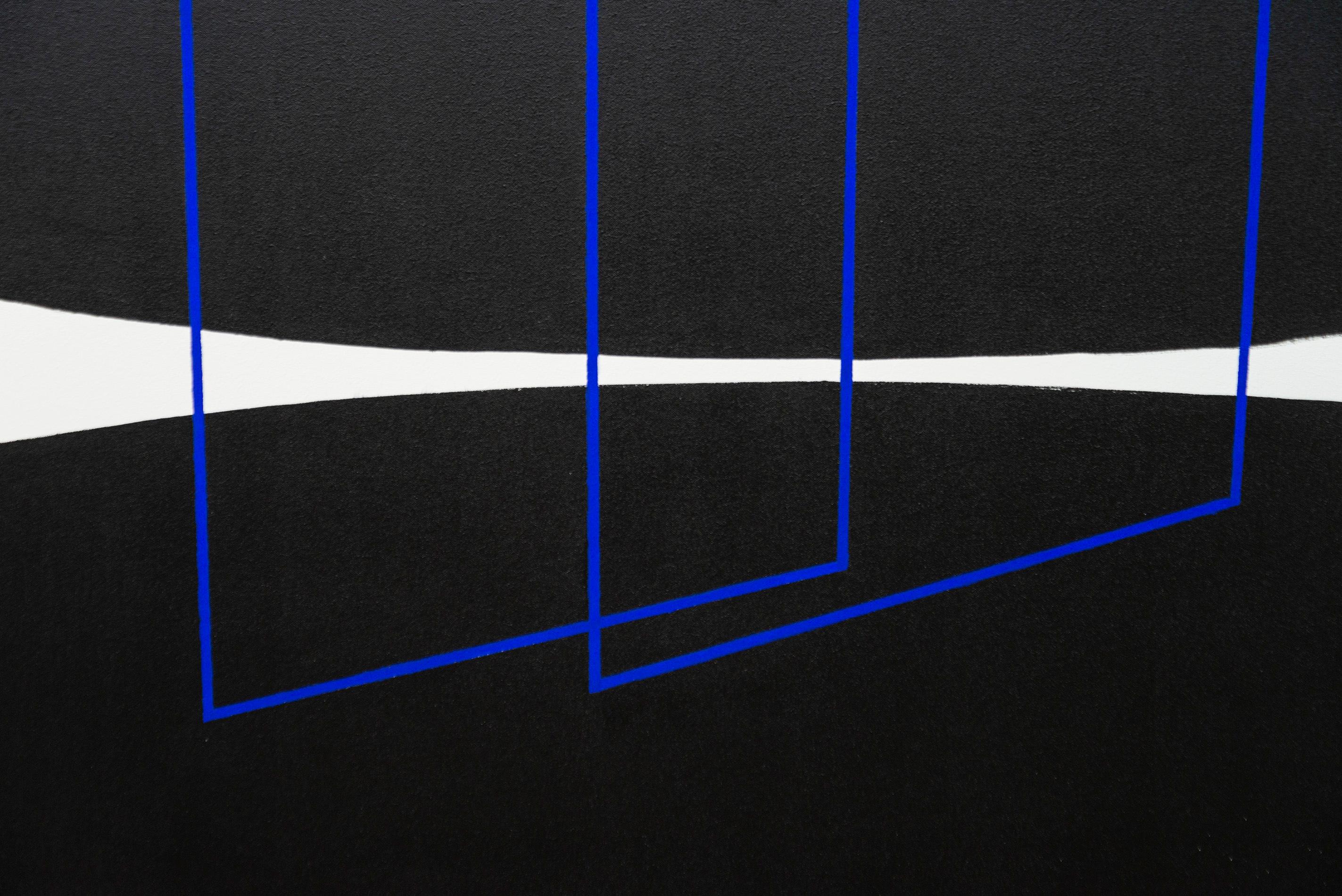 Parallelism - bold, black, white, blue, abstract minimalist, acrylic on canvas 2