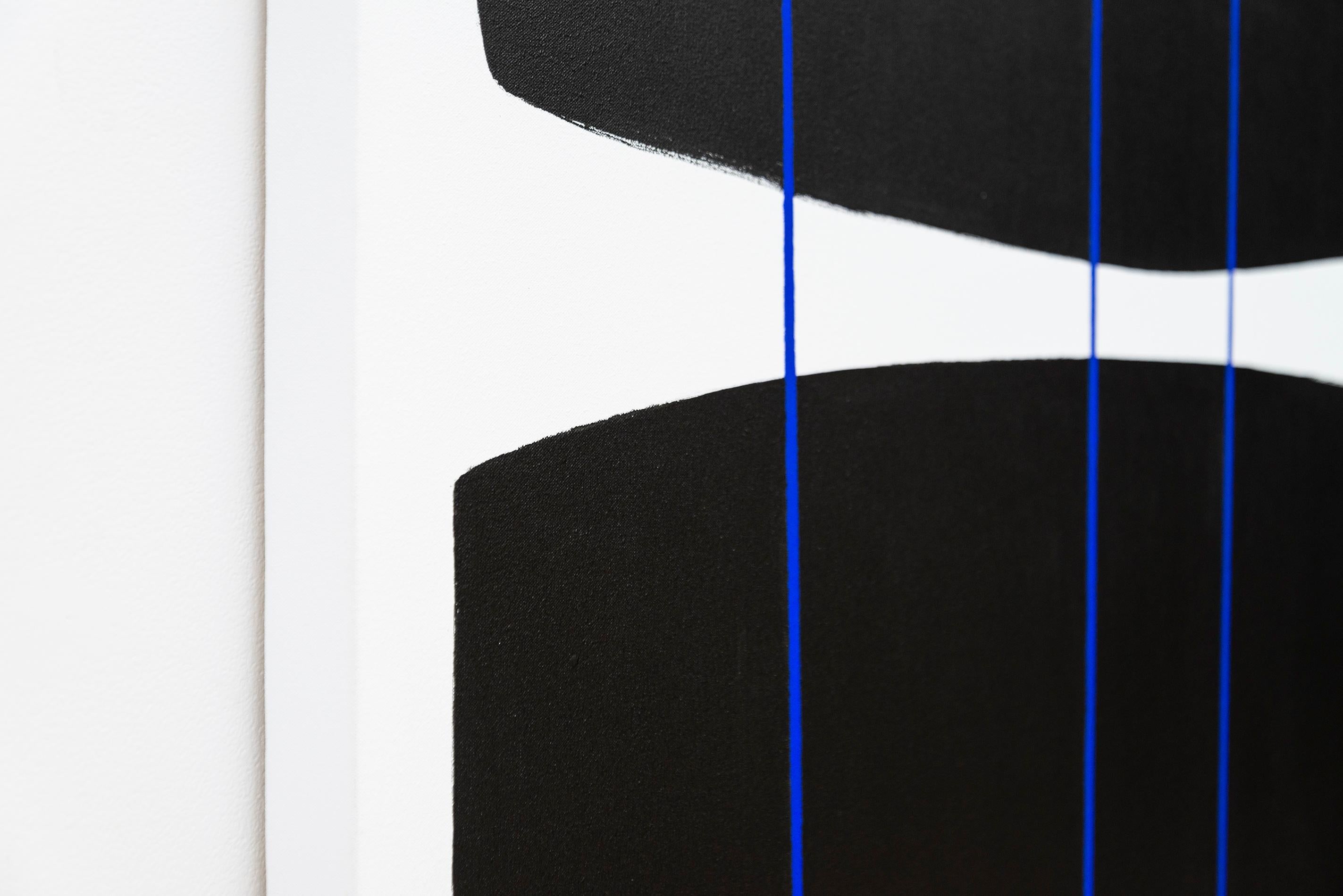 Parallelism - bold, black, white, blue, abstract minimalist, acrylic on canvas 4