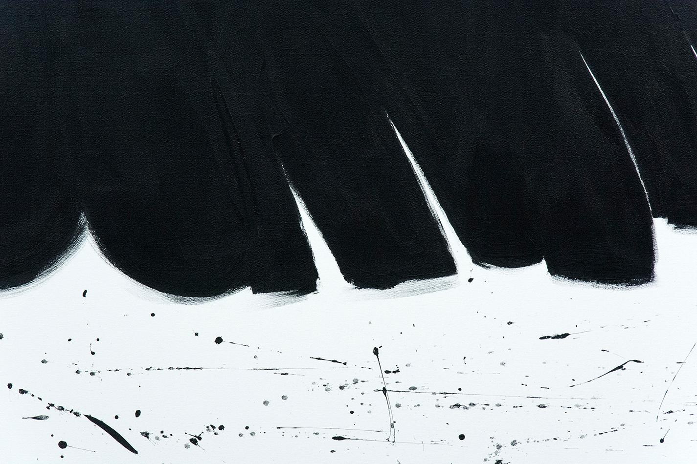 Procession - bold, black, white, yellow, abstract minimalist, acrylic on canvas - Contemporary Painting by Tim Forbes