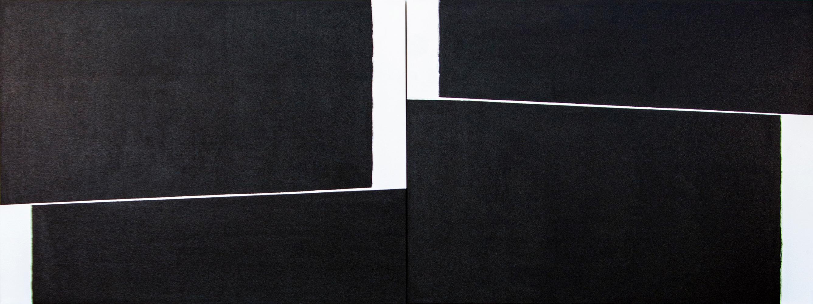 Slope 01 02 - bold, black and white, abstract minimalist, acrylic on canvas - Contemporary Painting by Tim Forbes