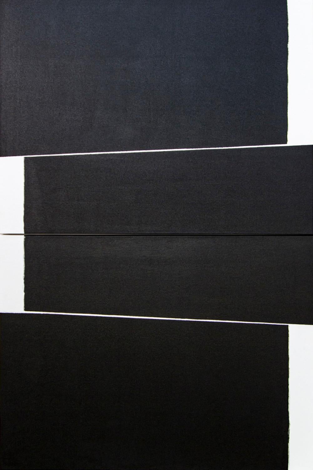 From his seaside studio in Blue Rocks, Nova Scotia abstract artist Tim Forbes continues his exploration of minimalism--bold jet-black forms on white canvas. 

With Slope 01 02, a diptych, Forbes uses algorithms—mathematical, repeated patterns to