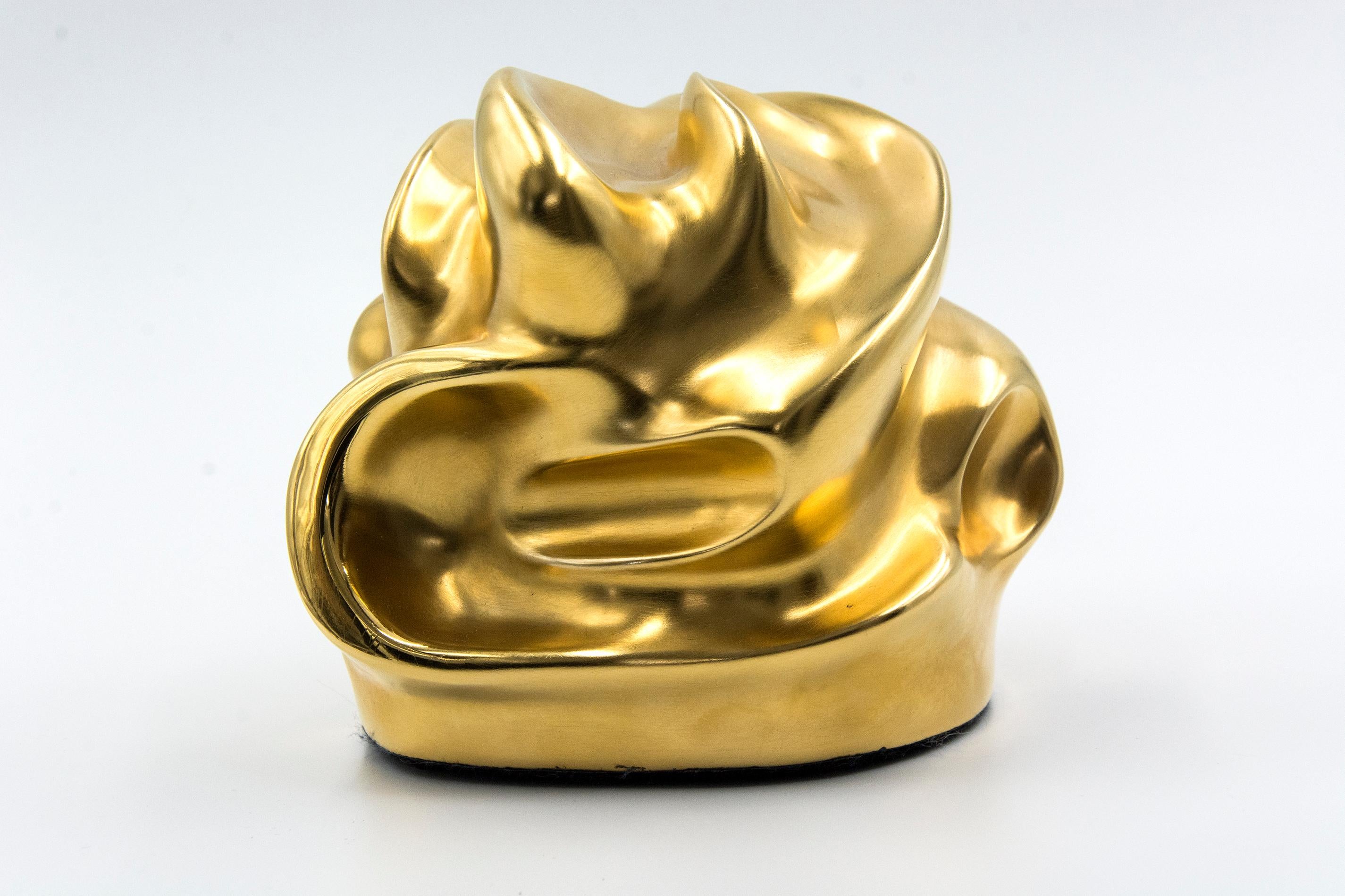 Gold Sisters AP - smooth, 24k gold plated, swirling, abstract, bronze sculpture - Sculpture by Tim Forbes