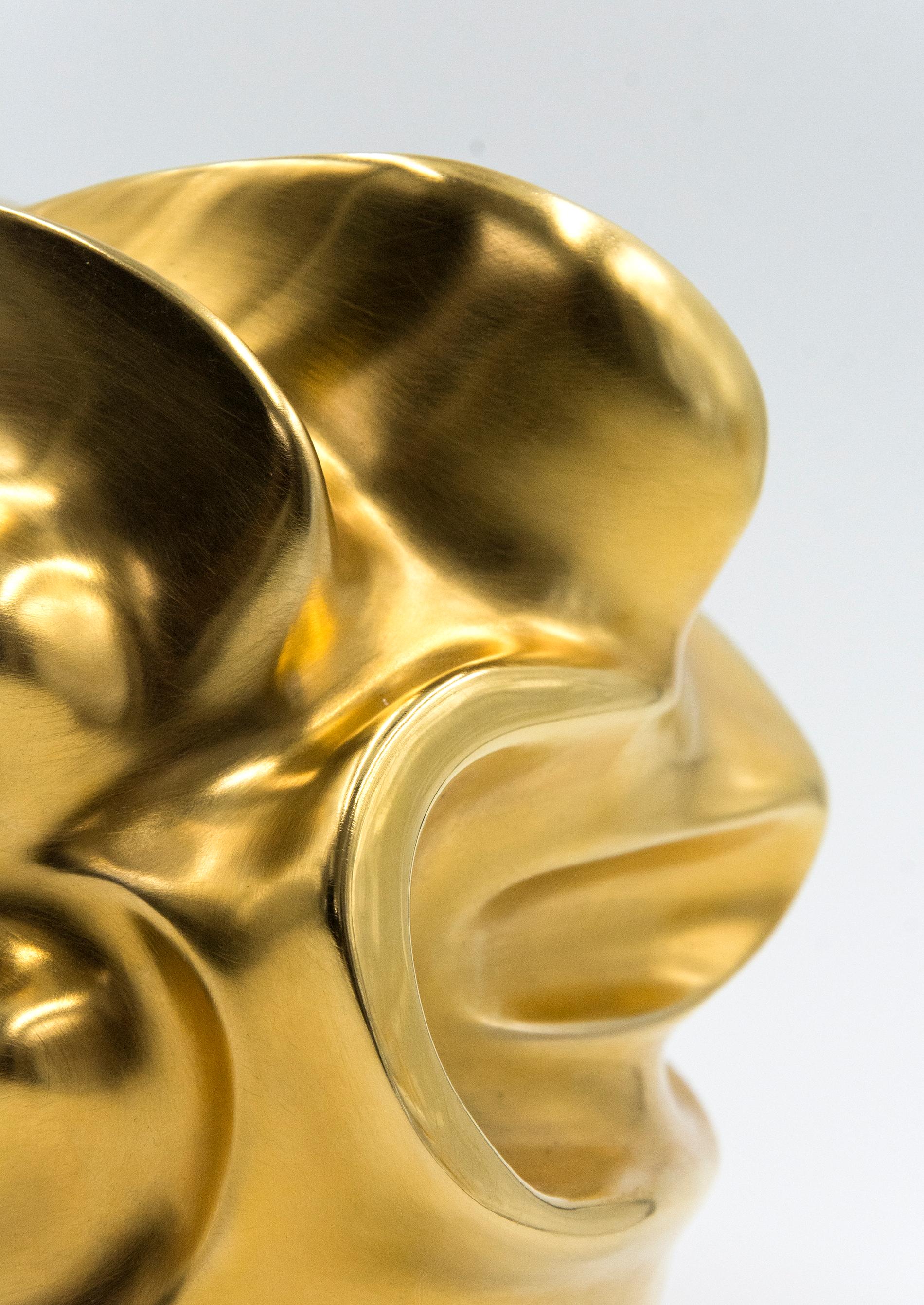 Gold Sisters AP - smooth, 24k gold plated, swirling, abstract, bronze sculpture - Contemporary Sculpture by Tim Forbes