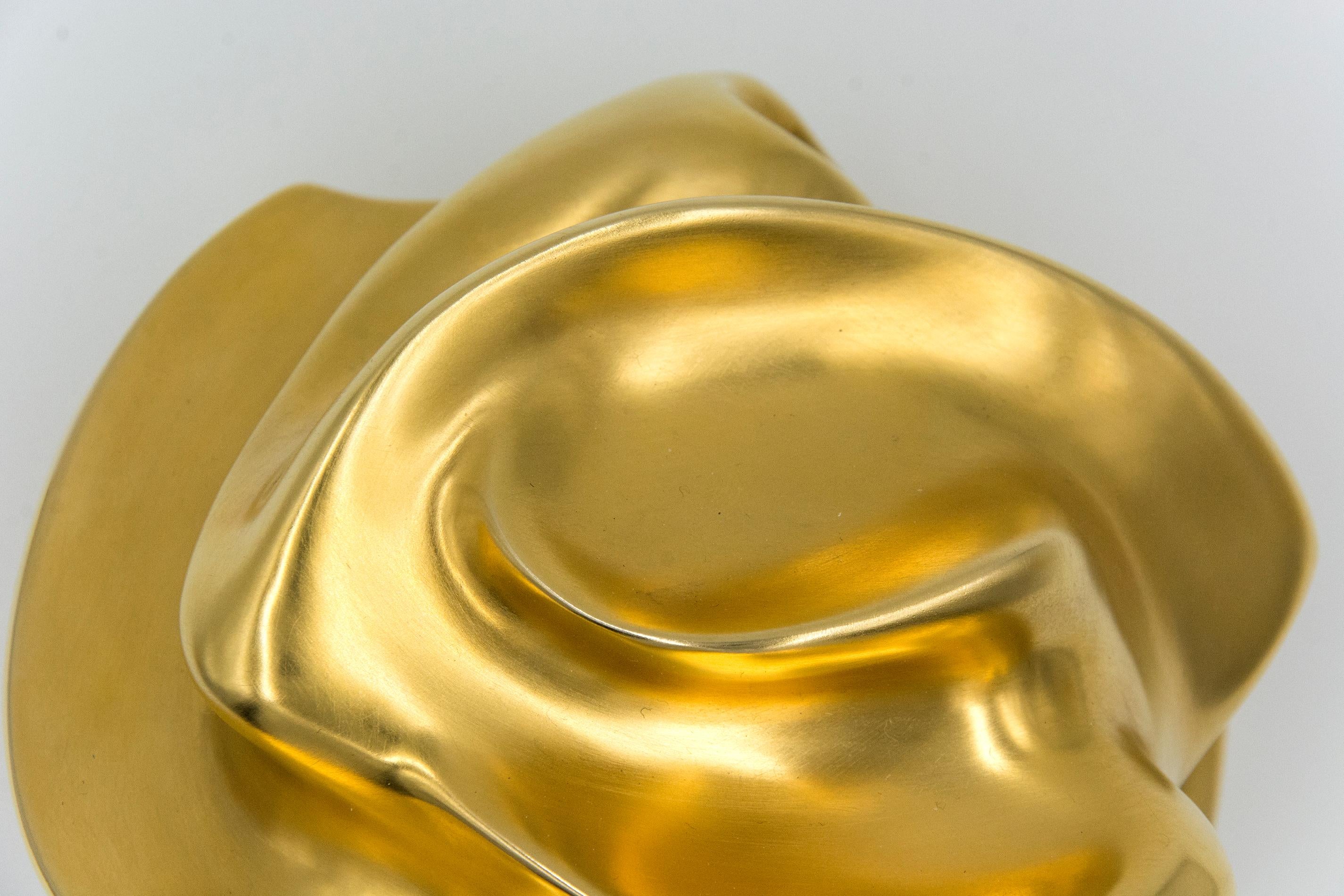 Gold Sisters AP - smooth, 24k gold plated, swirling, abstract, bronze sculpture 1