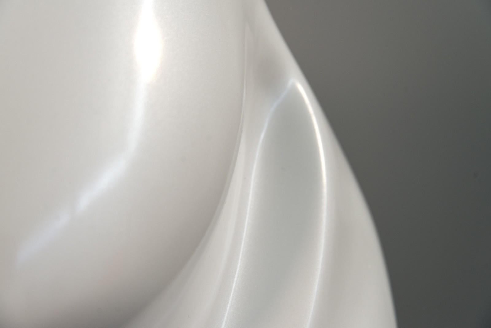 Sage AP - white, swirling, gestural abstract, resin sculpture - Gray Abstract Sculpture by Tim Forbes