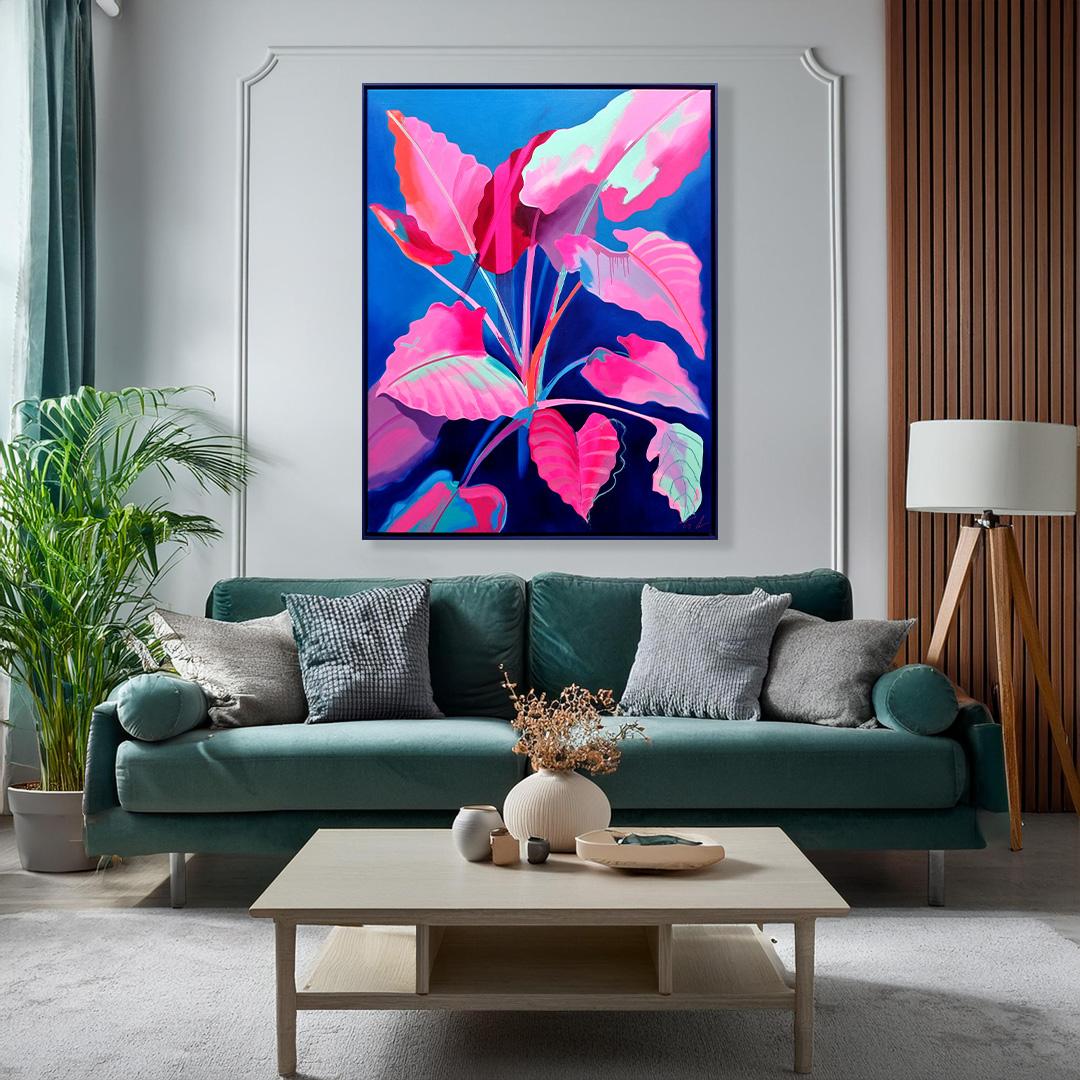 Elefante rosa - Abstract Painting Rosa di Tim Fowler