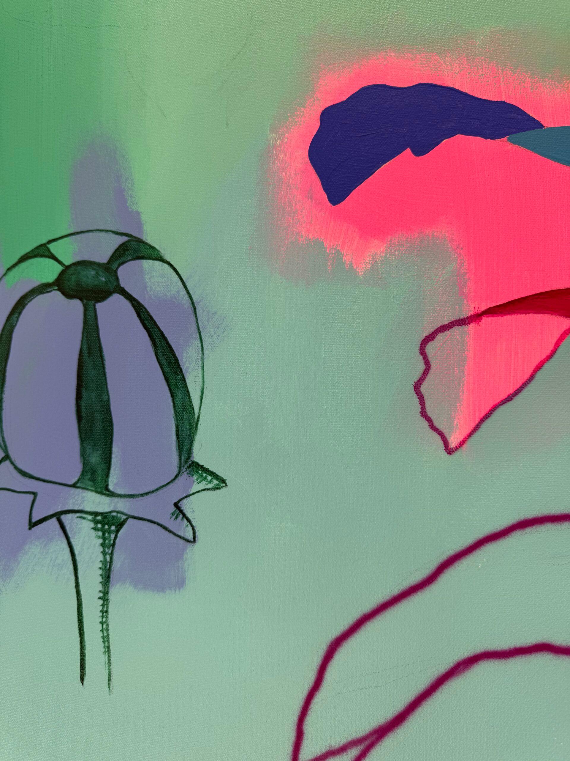 Prince's Pine - Blue Abstract Painting by Tim Fowler