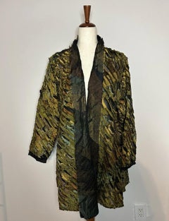 TIM HARDING Green and Bronze Iridescent Textured Ruffled Jacket OOAK