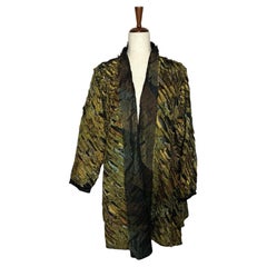 TIM HARDING Giacca con volant iridescente verde e bronzo OOAK