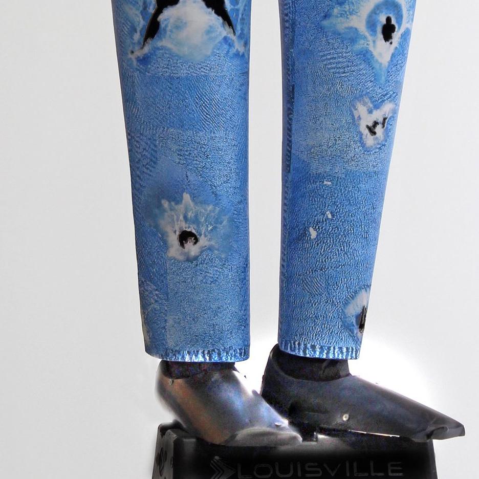 Holey Skinny Jeans - Brown Figurative Sculpture by Tim Hawkinson